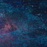 blue and red galaxy artwork